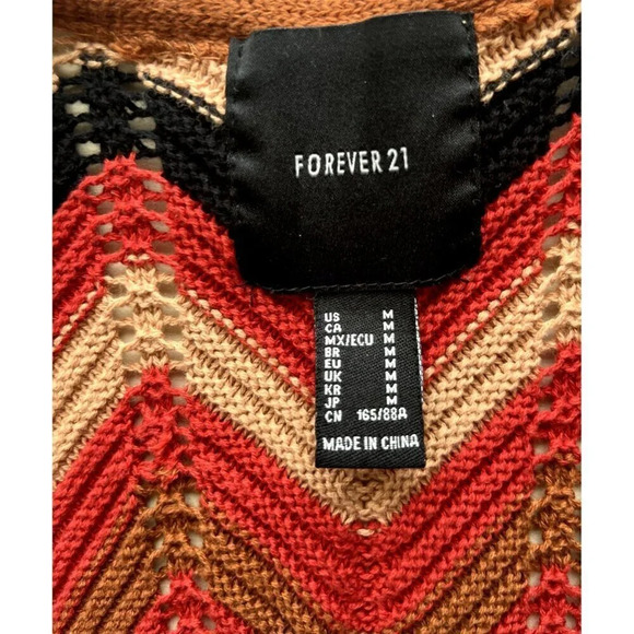 Forever 21 Chevron Duster Sweater Cardigan M - Picture 4 of 4